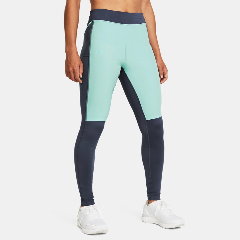 Women's  Under Armour  Q Under Armour lifier Cold Tights Downpour Gray / Neo Turquoise / Reflective XS